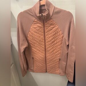 Athleta (but ripped out tags) full zip, puffer middle, thermal sleeves